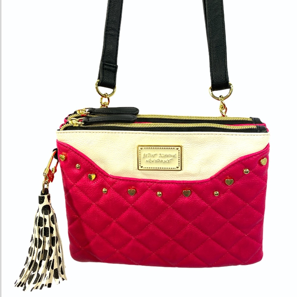 Betsey Johnson Pink Quilted Cross Body Bag